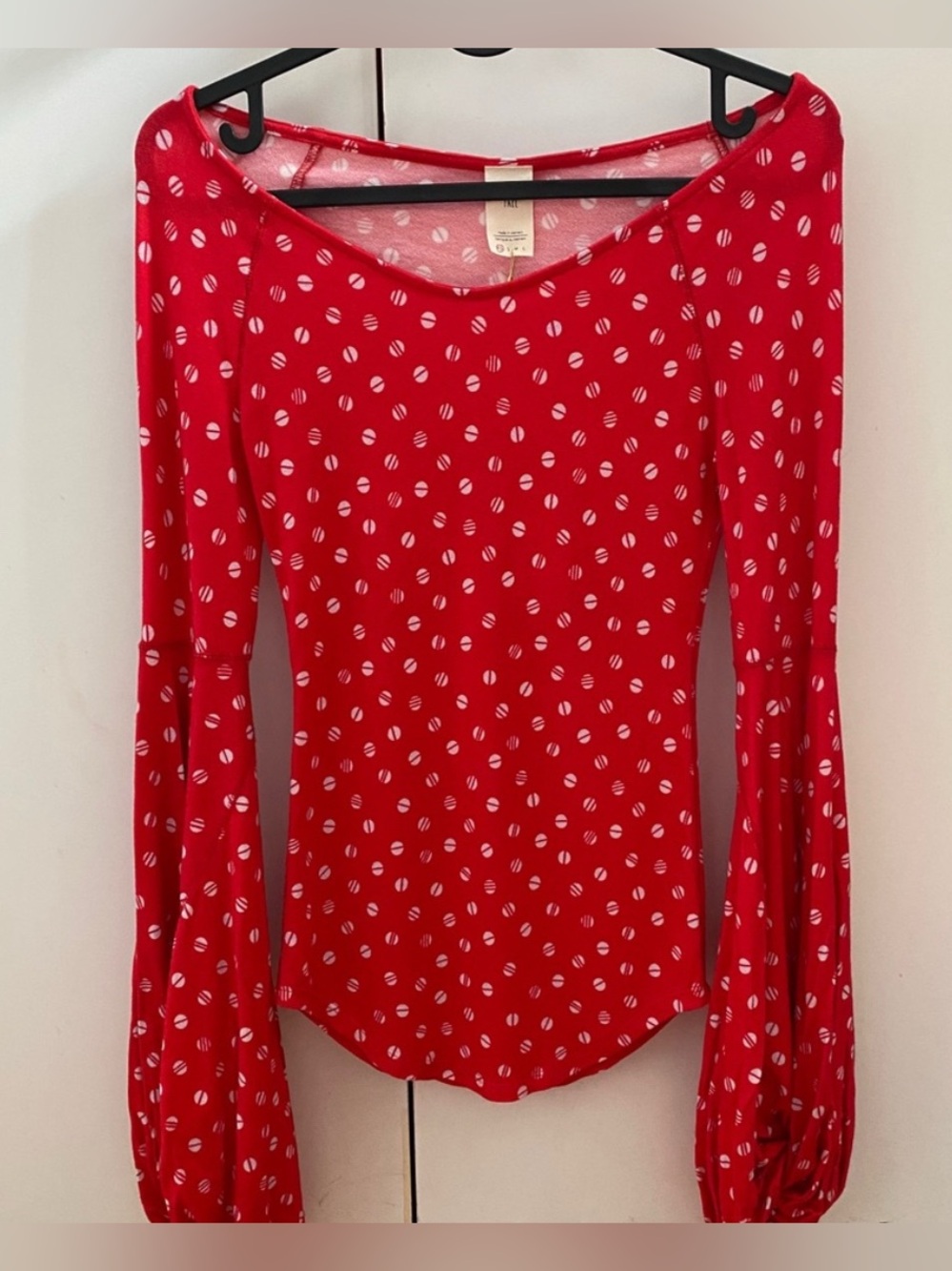 Free People Blouson Sleeve Red Long Sleeve Shirt